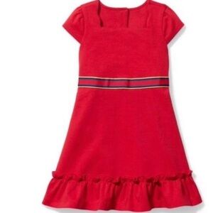 Janie and Jack Red Ruffle Ponte  Dress sz 7 Red Holiday Christmas